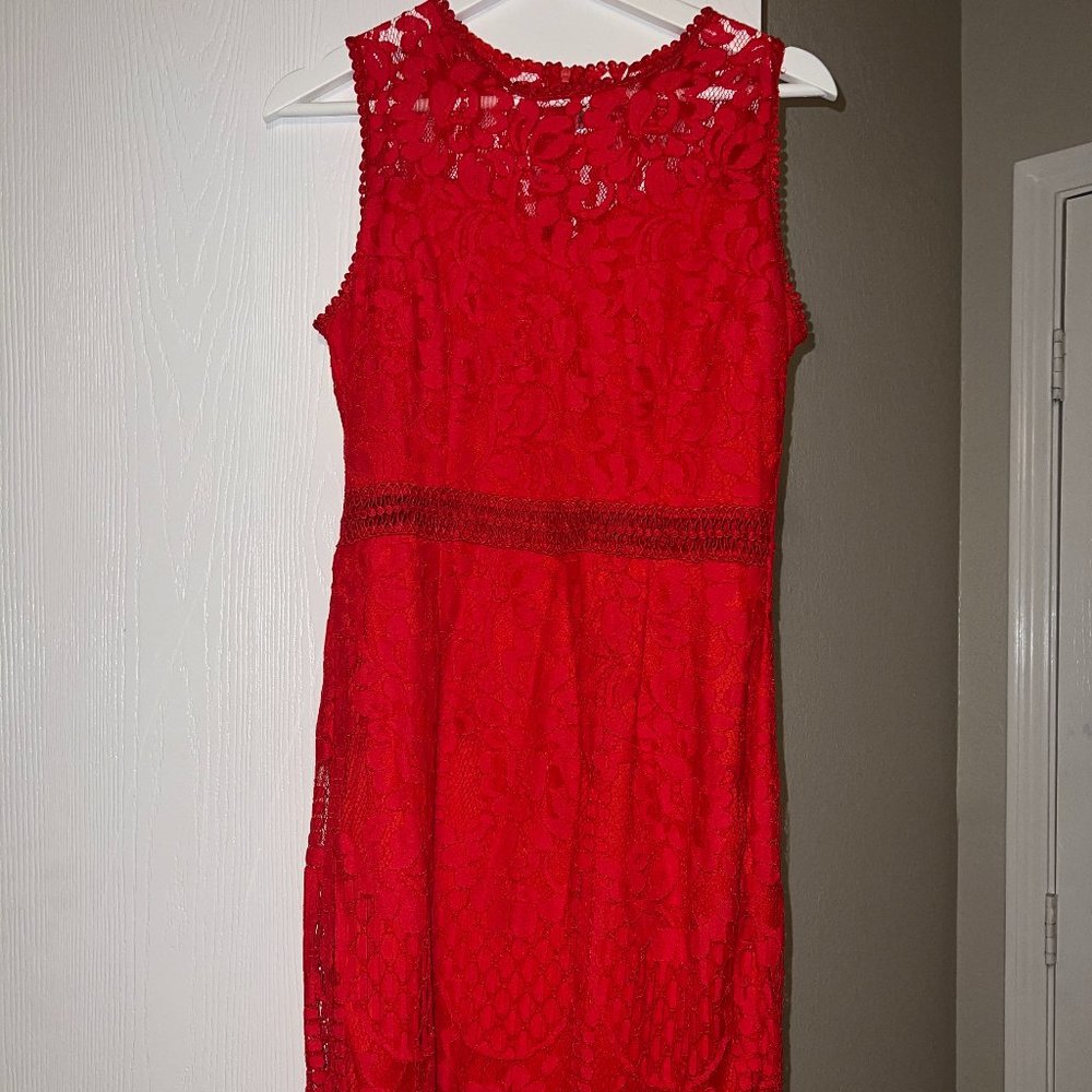 Womens Red Lace Dress, Size M